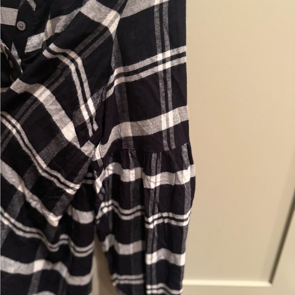 NWT Talbots Black & White Plaid Flannel VNeck Pullover w Balloon Sleeve SZ L - Picture 7 of 16